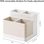 Poeland Desktop Storage Organizer Pencil Card Holder Box Container for Desk, Office Supplies, Vanity Table Tan