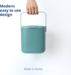 Blue Ginkgo Kitchen Compost Bin [2.6L / 0.69 GAL] – Filter-Free, Odor-Tight Countertop Food Waste Pail with Handles (Made in Korea, Green)