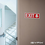 iSYFIX Exit Signs Stickers 6 Pack 12x4 Inch - Laminated Premium Vinyl Directional Down Arrow Signs for Buildings, Office, Workplace, Stores, Schools, Theaters, Parking, Restaurants, Factories