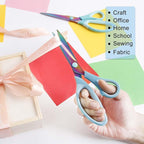 Zicolu 8.5" Scissors All Purpose, Multipurpose Office Scissors Set of 3 Pack, Titanium Coating Sharp Blade, Soft Comfort-Grip, Ideal for Fabric, School, Home, Craft & Sewing, Right/Left Handed, Blue