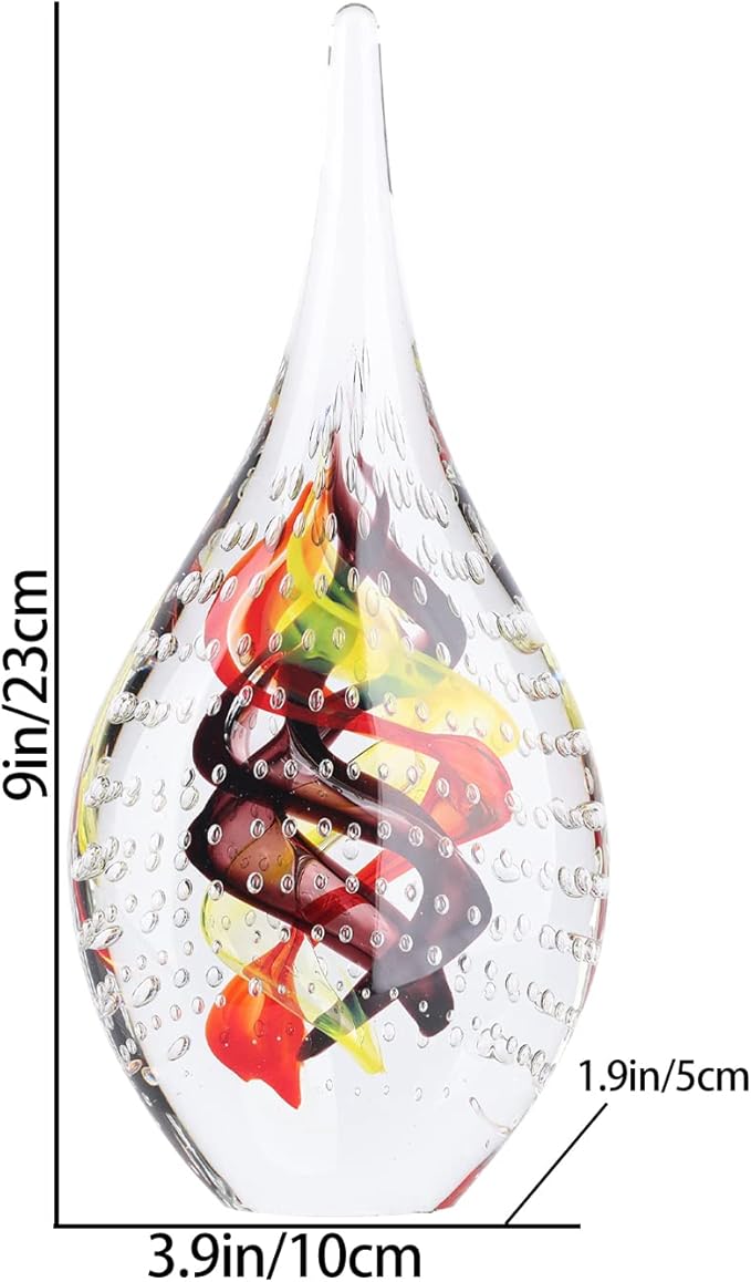 DOVDOV Blown Glass Sculpture, Collectible Stained Glass Art Statue, Unique Teardrop Ornament, Suitable for Office, Bookshelf, Dressing Table, Living Room Coffee Table, or Mantelpiece Display.
