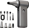 Compressed Air Duster- 180000 RPM Brushless Motor,45W Fast Charge,4-Speed Adjustable Electric Air Duster, Rechargeable Mini Duster Blower for PC,Keyboard,Car,Outdoors,Home and Snow Clearing,SilverGray