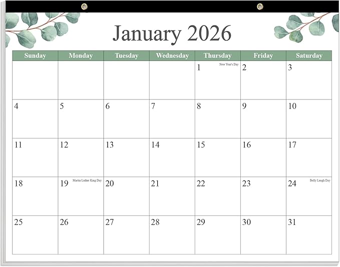 Desk Calendar 2026 - Calendar 2026-2027 from January 2026 to June 2027, 18 Months Calendar with Thick Paper for Office, Home, School Organizing, 14.5" X 11.5", Leaf