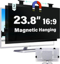 [2 Pack] Magnetic Hanging 23.8 Inch Computer Privacy Screen for 16:9 Aspect Ratio Widescreen Monitor, Eye Protection Anti Glare Blue Light Computer Monitor Privacy Filter, Removable 23.8 in Protector Film