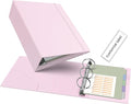 Ospelelf Leather Mini Binder Vintage Hardcover 2 Inch Rings, Professional Small 3 Ring Binders Organizer Suitable for 5.5" x 8.5" Documents, Binder Dividers with Tabs, Pink
