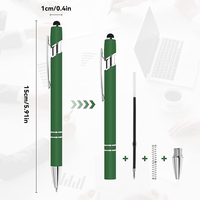 WYPAS Bulk Custom Pens - Personalized with Name, Engraved Text/Logo - Stylus Tip, Black Ink - Options for Corporate Gatherings, Events & Promotions (Multicolor)