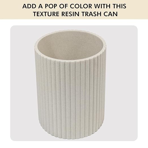 DoveeDosa Beige Luxury Stone Bathroom Trash Can, Modern Bathroom Office Trash Can, Resin Wastebasket, Garbage Receptacle Bin for Bathrooms, Offices, Powder Rooms, Kitchens (Beige)