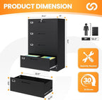 AFAIF 4 Drawer File Cabinets for Home Office, Metal Filing Cabinet with Lock, Black Locking File Caninet Four Drawer, Office Storage Caninets Steel Cabnet for Letter/Legal/A4/F4-Assembly Required