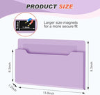 Magnetic Pocket File Holder Large File Folder Organizer Paper Mail Letters Holder Wall Hanging Office Supplies for Refrigerator Whiteboard Cabinets(13.8 x 8.3 Inch,Horizontal,Purple)