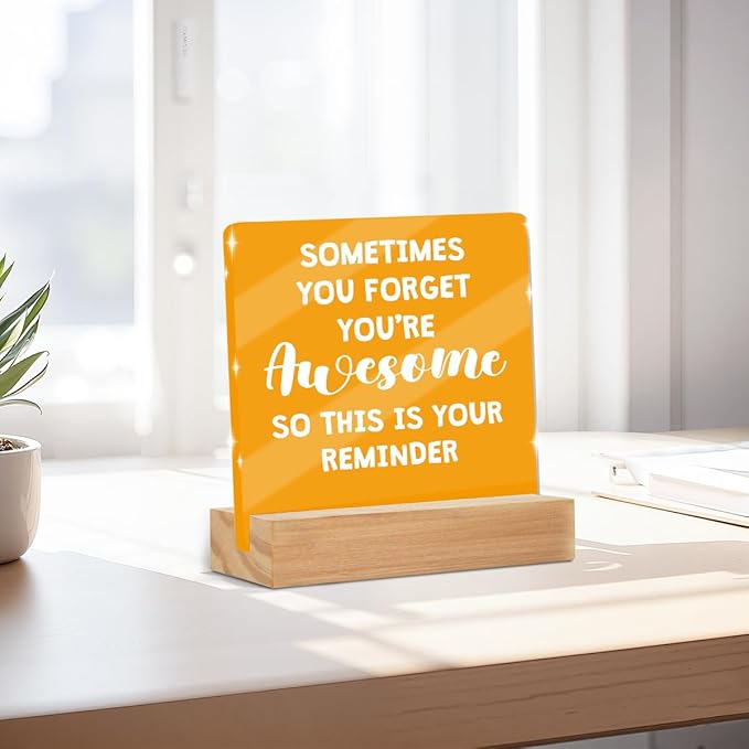 Motivational Reminder Quotes Desk Decor Acrylic Sign, Inspirational Appreciation Gifts for Women Men Coworkers Friends, Positive Affirmations Desk Accessories Signs for Table Top Cubicle Office Decor