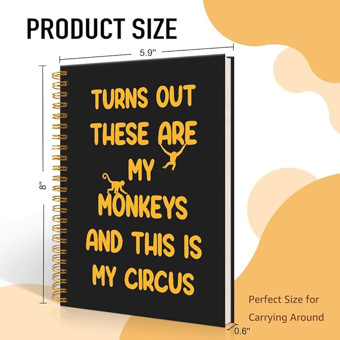 Mhfpl Turns Out These are My Monkeys and This is My Circus Black Golden Spiral Notebook, Humorous Office Gifts, Team Gifts for Boss, Retirement Thank You Gifts for Boss Leader