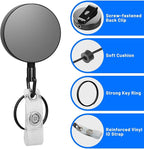 3 Pcs Heavy Duty Badge Reels Retractable Badge Holder, Selizo Metal Retractable Keychain Badge Reel ID with Belt Clip Key Ring for Key Name Card Holder