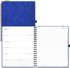 POPRUN Planner 2025-2026 Weekly Planner Notebook (Large 8.5''x 10.5'') Academic Calendar (JUL.25 - JUN.26) Appointment Book with Monthly Tabs, Spiral Soft Cover, Inner Pocket, 100 GSM - Royal Blue