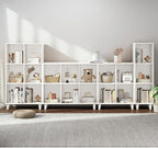 IOTXY Open Cube Low Bookcase - 2-Tier Freestanding Storage Display Cabinet Organizer with Legs for Home Office, 6-Cubes Open Shelf Short Bookshelf, White