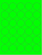 Pack of 100 Sheets, 8-1/2 x 11" Fluorescent Labels for Laser & Inkjet Printer (Green Fluorescent, 1.5" Round 30 per Page, 3000 Labels)