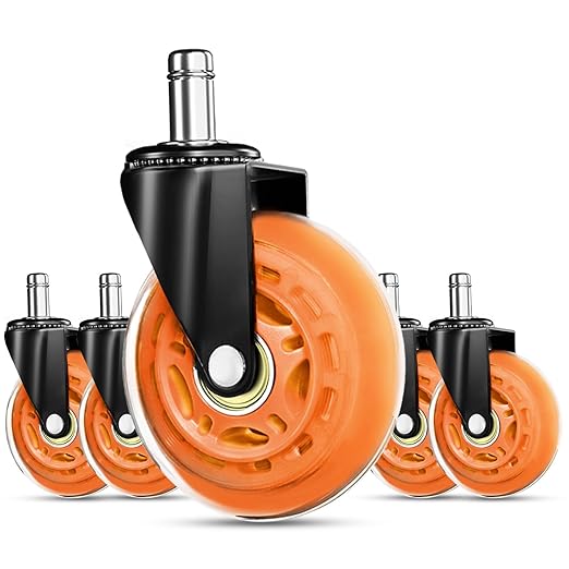 RidRed Gaming Chair Wheels - Heavy-Duty Office Chair Wheels - Replacement Rubber Casters- Universal Fit 3 Inch Chair Casters, Noise Free, Fits 98% Chair, for All Floor