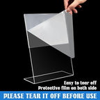 Laerjin Acrylic Sign Holder 4 x 6 - 10 Pack Slanted L-Shaped Photo & Menu Display Stand, Clear Plastic Frame with Side Loading Design - For Tabletop Signs in Cafés, Events, Retail