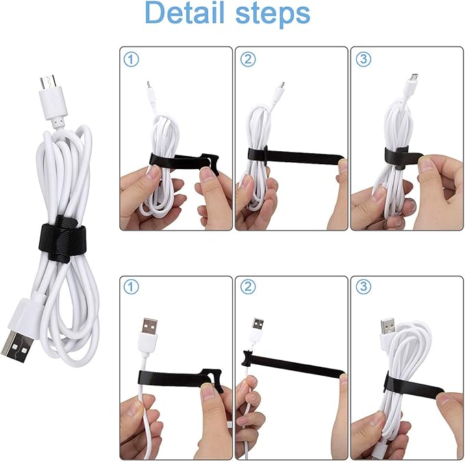 Nettbe 60 PCS 6 Inches Reusable Cable Ties, Adjustable Cord Straps Wire Organizer Cord Wrap and Hook Loop Cable Management