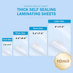 Uinkit 10Mil 20Pack 5”x7“ Double-Sided Self-Sealing Laminating Pouches, Thick for Certificates, Art Prints, Diplomas, Menus, Premium Display Protection with Crystal Clear Gloss Finish - No Machine