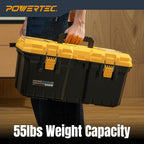 POWERTEC 22-Inch Tool Box with Trays - Lockable, Metal Latch, Organizer, Portable Storage for Tools, Small or Mid-Sized Parts (72363)