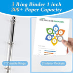 CIXILDTS 1-inch Round Ring Binder with 150+ Paper Capacity, White, 24-Pack