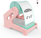 Vazioyar Thermal Label Holder for Rolls and Fan-Fold Labels, Sticker Roll Holder Work with Desktop Label Printer, Label Stand Shipping Supplies for Home Office(Pink)