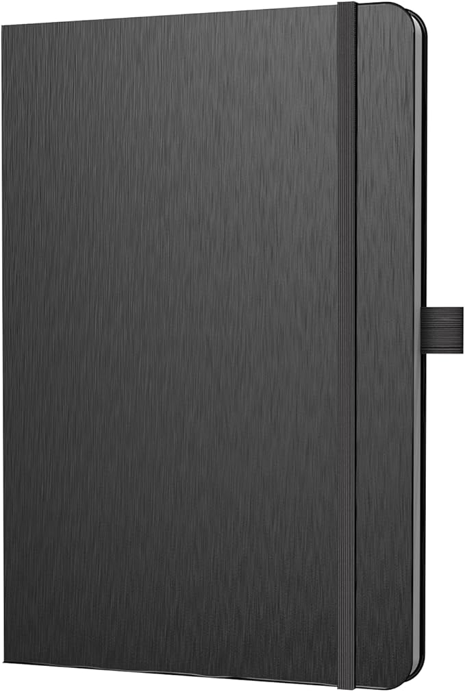 ONAVIA A5 Lined Journal Notebook, 7mm College Ruled Notepad, Journaling for Writing, Work, School, Travel and Note Taking, Hardcover 160 Pages (80 Sheets) 5.79 x 8.3 inches (Black)