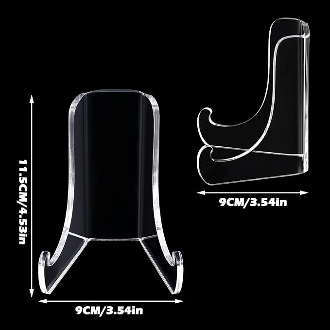 Chunful 2 Pieces Acrylic Plate Stands Clear Acrylic Easels Display Stands with Deep Support Shelves for Display Card Holder Photos Book Picture Table Top Holder Home Decors (3.5 x 3.5 x 4.5 Inch)