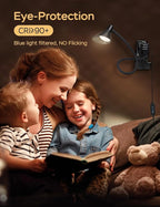 LiFMIRA Clip on Light USB Reading Light 3 Color Modes 10 Brightness Levels Eye Care Clamp Light Flexible Gooseneck Dimmable Reading Lamp Clip on Lamp for Bed Headboard Desk Bedside Dorm (Black)