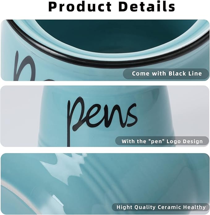 ONTUBE Porcelain Pens Holder Stand,Ceramic Pencils Holder (Turquoise)