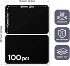 100Pcs Large Black Labels for Storage Bins,6x4 Inch Removable Labels,Large Labels for Blank Box,Strong Adhesive Tear Resistant No Residue Blank Labels(Black)