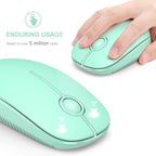 VssoPlor Wireless Mouse, 2.4G Slim Portable Computer Mice with Nano Receiver for Notebook, PC, Laptop, Computer (Mint Green)