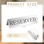 Peryiter Metal Reserved Table Signs Metal Reserved Sign Double Sided Table Stand Tents Seating Tent for Wedding Restaurant Ceremony, 5.91 x 3.15 Inch(Silver,36 Pcs)