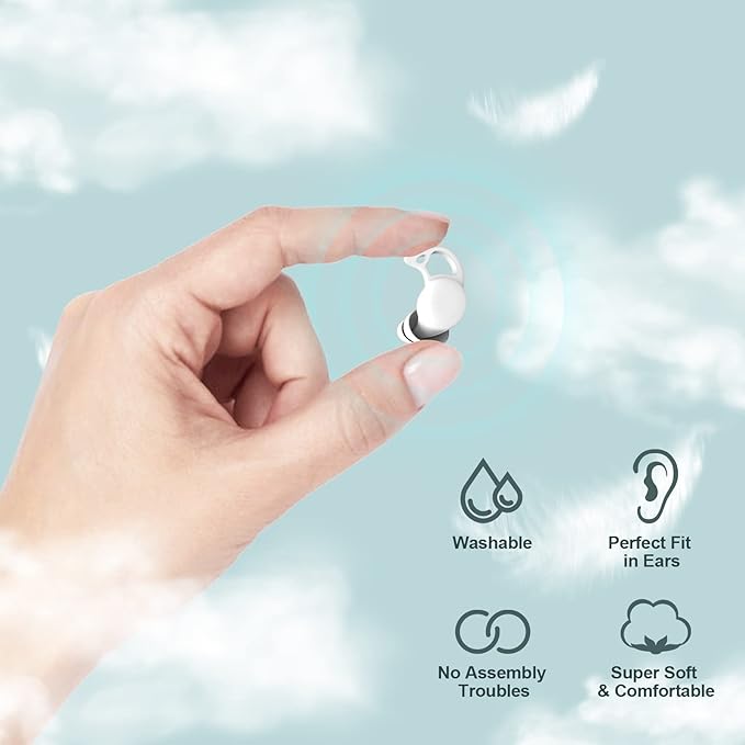 VANLON Noise Cancelling Ear Plugs, Washable Reusable Ear Plugs for Sleeping, 2Pairs Super Soft Fit Silicone Earplugs for Focus, Hearing Protection, 33dB Noise Reduction for Dogs Snoring (White)