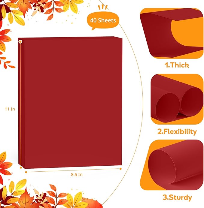 Red Cardstock 8.5" x 11 ", Valentine Day Cardstock Paper, 40 Sheets Red Card Stock, Heavy Card Stock for Invitations, Art, Drawing, Menu, DIY Card, Tags, Crafts Certificates, School, Office Printing