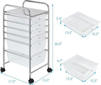 Giantex 6 Storage Drawer Cart Rolling Organizer Cart for Tools Scrapbook Paper Home Office School Multipurpose Mobile Utility Cart (Clear White)