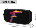 Pazacon Cute Initial Pencil Case for Kids Students, Large Capacity Pencil Pouch for Boys Girls, Letter Design Pencil Box Pen Bag Office Stationery Organizer, Rainbow Letter F