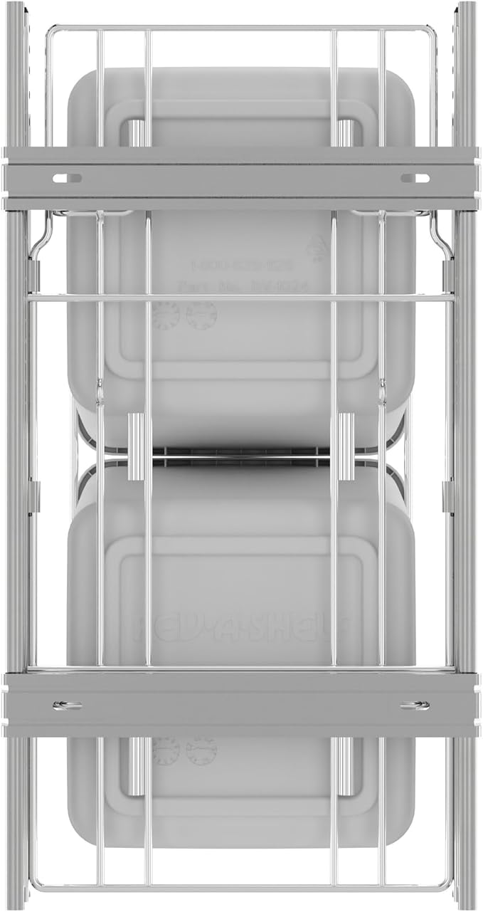 Rev-A-Shelf Pullout Trash Can for Under Kitchen Cabinets 27 Qt Garbage Waste Recycling Bin with Full Extension Slides, White, RV-15KD-11C S
