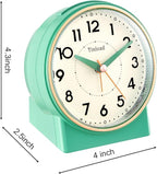 Tinload 4.3" Retro Analog Alarm Clock, Vintage Decor, No Ticking Silent, Easy to Set, Gradual Rise Alarm, On/Off Switch on Side, Gentle Wake, Snooze, Lighted on Demand, Battery Operated, Retro Green