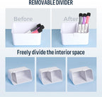 loukin Magnetic & Adhesive Dry Erase Marker Holder with Divider, 1 Small + 1 Mini, Magnetic Storage Organizer for Whiteboard or Refrigerators (White)