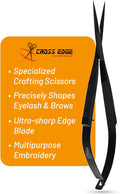 Cross Edge Spring Scissors 5 Inch straight Stainless Steel Precision Eyebrow & Eyelash Shaping & Trimming Scissor, Snips Squeeze, Embroidery, Knitting Micro Tip Craft Scissors (Black)