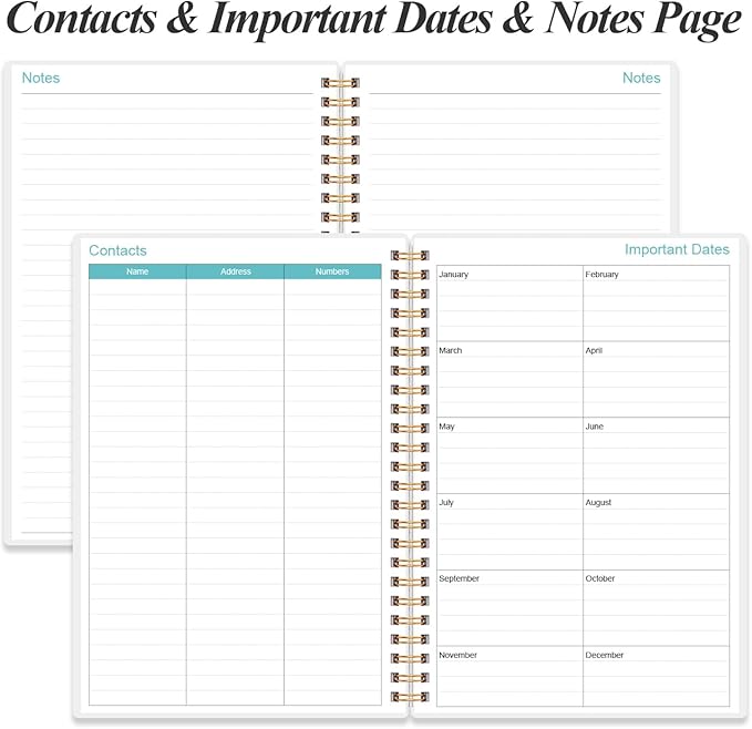 2026-2027 Planner - 18 Months Weekly & Monthly Planner from January 2026 - June 2027, Spiral Notebook 2026-2027 with Elastic Closure, Inner Pocket, Medium 5.8" x 8.3", Flower-A