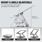 JOYEKY Laptop Stand for Desk, Adjustable Computer Stand with 360° Rotating Base, Ergonomic Laptop Riser for Collaborative Work, Foldable & Portable Laptop Stand, fits for All 10-16" Laptops