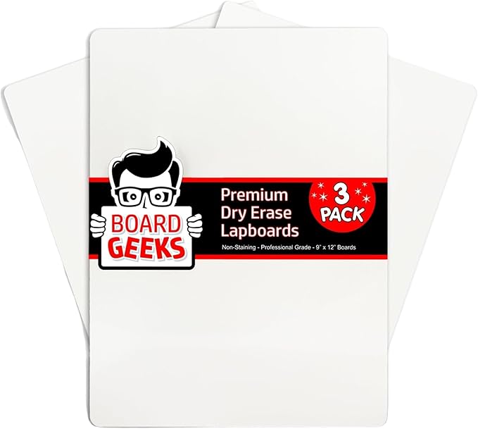 Board Geeks Mini Dry Erase Board for Kids, 3-Pack - 9x12-Inch Small White Boards for Students and Teachers - Double-Sided, Portable, and Easy-to-Clean Writing Boards for Classroom, Office, or Home