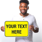 Personalized Custom Yellow Background Customize for Office, Business, Workplace, Home, Airbnb, Delivery Sign, 12x18 Inches, Rust Free .063 Aluminum, Fade Resistant, Made in USA by Sigo Signs