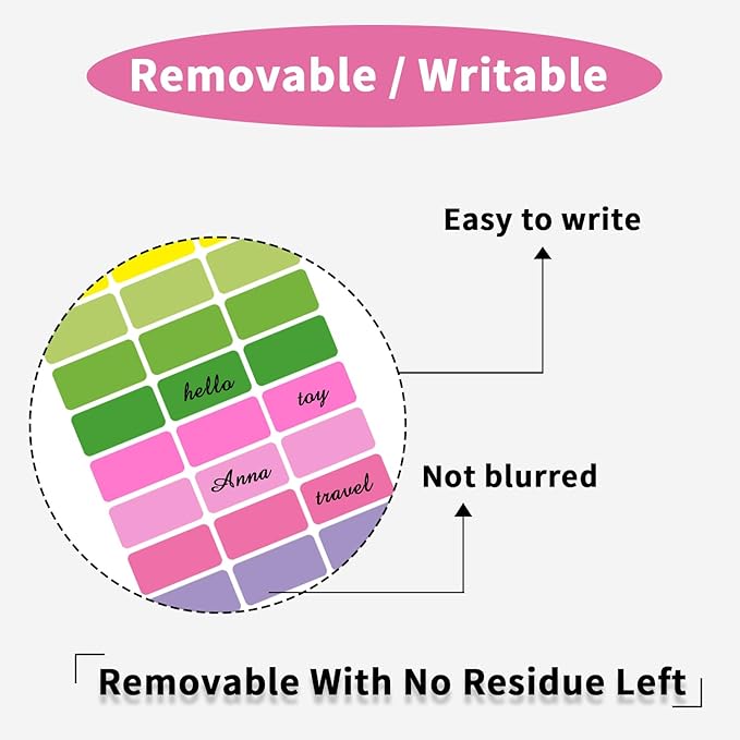 STARLIBOO Removable Freezer Labels, 1x2 Inch Color Coding Removable Labels Easily to Peel of, Freezer Labels to Write on/Waterproof (360PCS, 8 Colors)