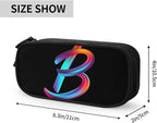 Pazacon Cute Initial Pencil Case for Kids Students, Large Capacity Pencil Pouch for Boys Girls, Letter Design Pencil Box Pen Bag Office Stationery Organizer, Rainbow Letter B
