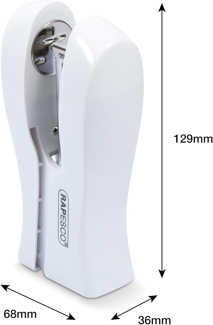 Rapesco 1319 Stand Up Stapler, Space-Saving Desktop Stapler, 20 Sheet Capacity, Ergonomic Grip, Uses Type 26 Standard 1/4" and Type 24 High-Capacity 1/4" Staples, White