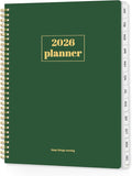 SUNEE 2026 Planner, Weekly and Monthly Calendar Planner, January 2026-December 2026, Daily Agenda with Tabs, Note Pages, Spiral Binding, 8.5"x11", Deep Green