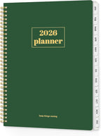 SUNEE 2026 Planner, Weekly and Monthly Calendar Planner, January 2026-December 2026, Daily Agenda with Tabs, Note Pages, Spiral Binding, 8.5"x11", Deep Green